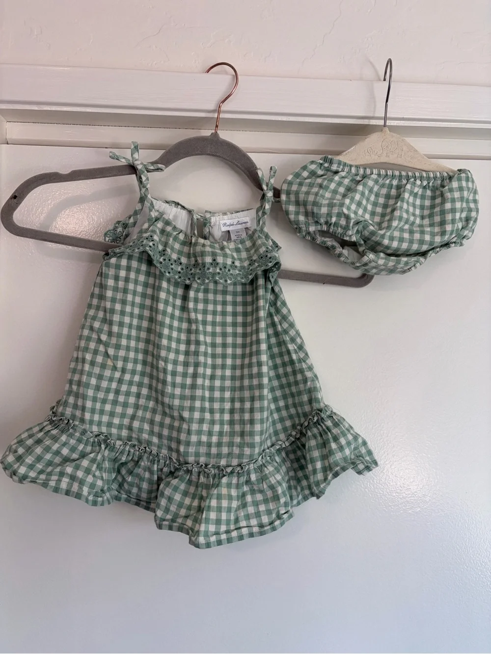 Ralph Lauren Green Gingham dress with bloomers
